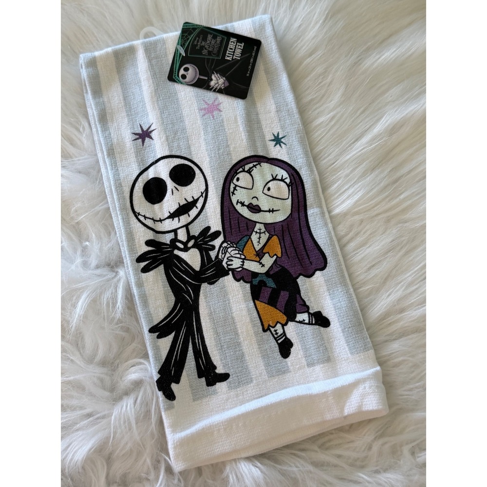 Disney Nightmare Before Christmas Jack Sally Kitchen Towel Cotton 15x25 New